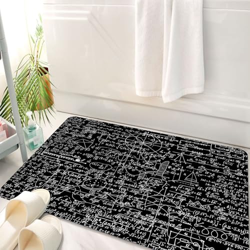 HKPOEQ Badematte Weiche Badteppich rutschfest Badzimmermatte Teppich Badezimmerteppich Duschmatte & Schlafzimmer,Mathematisches Vektor-nahtloses Muster mit mathematischen Figuren, Formeln un,50x80 cm von HKPOEQ