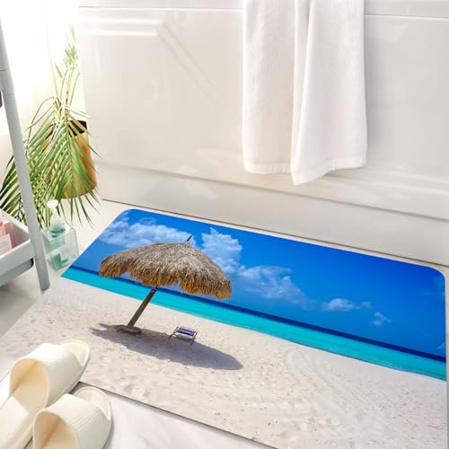 HKPOEQ Badematte Weiche Badteppich rutschfest Badzimmermatte Teppich Badezimmerteppich Duschmatte & Schlafzimmer,Meer, Sonnenschirm und Stuhl, sonniger Tag im romantischen Strand-Paradies de,50x80 cm HKPOEQ Badematte Weiche Badteppich rutschfest Badzimmermatte Teppich Badezimmerteppich Duschmatte & Schlafzimmer,Meer, Sonnenschirm und Stuhl, sonniger Tag im romantischen Strand-Paradies de,50x80 cm von HKPOEQ