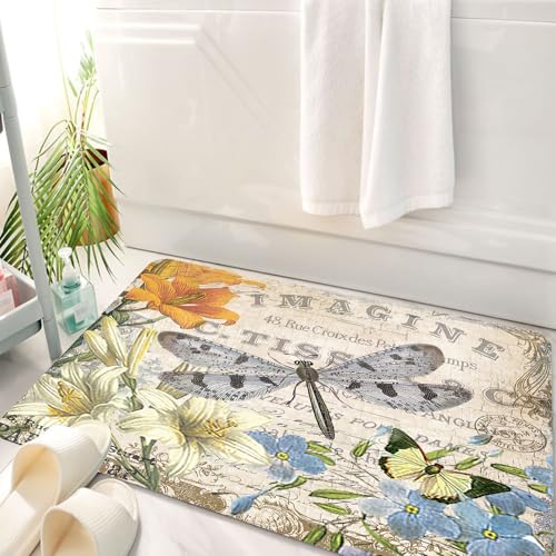 HKPOEQ Badematte Weiche Badteppich rutschfest Badzimmermatte Teppich Badezimmerteppich Duschmatte & Schlafzimmer,Modernes französisches Vintage-Design mit Libellenmotiv,50x80 cm HKPOEQ Badematte Weiche Badteppich rutschfest Badzimmermatte Teppich Badezimmerteppich Duschmatte & Schlafzimmer,Modernes französisches Vintage-Design mit Libellenmotiv,50x80 cm von HKPOEQ