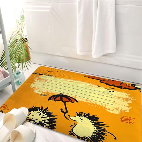 HKPOEQ Badematte Weiche Badteppich rutschfest Badzimmermatte Teppich Badezimmerteppich Duschmatte & Schlafzimmer,Notizbuch-Cover-Design mit Zwei Igeln im Herbst-Vektor,50x80 cm von HKPOEQ