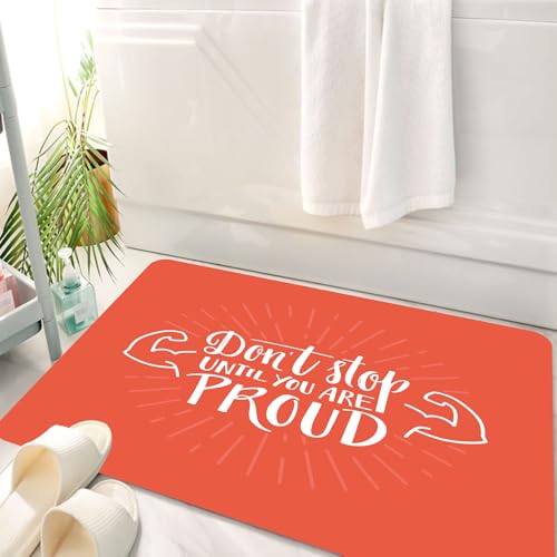 HKPOEQ Badematte Weiche Badteppich rutschfest Badzimmermatte Teppich Badezimmerteppich Duschmatte & Schlafzimmer,P-Design-Vorlage mit handgeschriebenem Zitat – „Hör Nicht auf, bis du stolz b,50x80 cm von HKPOEQ