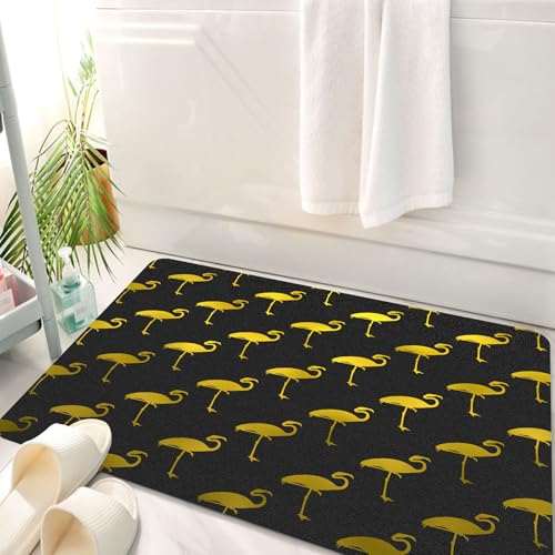 HKPOEQ Badematte Weiche Badteppich rutschfest Badzimmermatte Teppich Badezimmerteppich Duschmatte & Schlafzimmer,Polka Gold und Schwarz Flamingo Muster Polk Dot Vogel Faux,50x80 cm HKPOEQ Badematte Weiche Badteppich rutschfest Badzimmermatte Teppich Badezimmerteppich Duschmatte & Schlafzimmer,Polka Gold und Schwarz Flamingo Muster Polk Dot Vogel Faux,50x80 cm von HKPOEQ