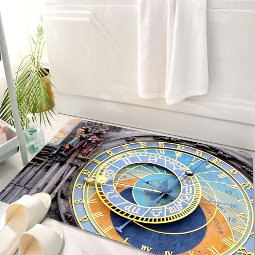 HKPOEQ Badematte Weiche Badteppich rutschfest Badzimmermatte Teppich Badezimmerteppich Duschmatte & Schlafzimmer,Prager Astronomische Uhr (Orloj) in der Prager Altstadt,50x80 cm von HKPOEQ