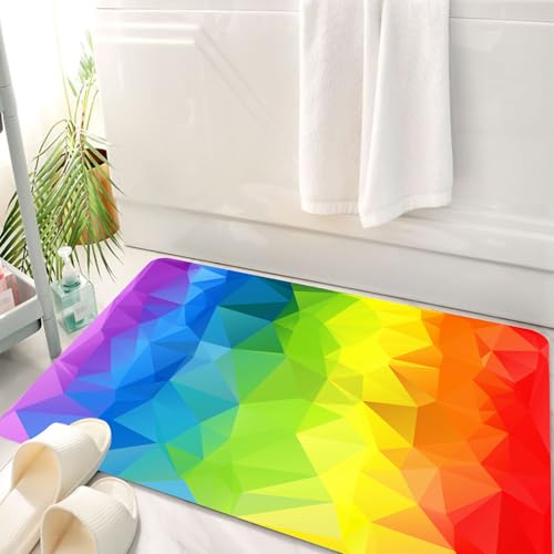 HKPOEQ Badematte Weiche Badteppich rutschfest Badzimmermatte Teppich Badezimmerteppich Duschmatte & Schlafzimmer,Regenbogen, abstrakte lebendige horizontale Polygone in den Farben des Regenb,50x80 cm HKPOEQ Badematte Weiche Badteppich rutschfest Badzimmermatte Teppich Badezimmerteppich Duschmatte & Schlafzimmer,Regenbogen, abstrakte lebendige horizontale Polygone in den Farben des Regenb,50x80 cm von HKPOEQ