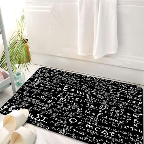 HKPOEQ Badematte Weiche Badteppich rutschfest Badzimmermatte Teppich Badezimmerteppich Duschmatte & Schlafzimmer,Reihe intensiver physikalischer und mathematischer Gleichungen an der Tafel,50x80 cm von HKPOEQ