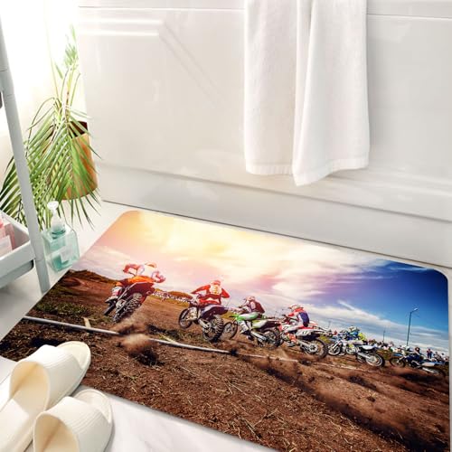 HKPOEQ Badematte Weiche Badteppich rutschfest Badzimmermatte Teppich Badezimmerteppich Duschmatte & Schlafzimmer,Rennfahrer auf Motorrad nimmt an Motocross Teil und bereitet Sich auf den Sta,50x80 cm HKPOEQ Badematte Weiche Badteppich rutschfest Badzimmermatte Teppich Badezimmerteppich Duschmatte & Schlafzimmer,Rennfahrer auf Motorrad nimmt an Motocross Teil und bereitet Sich auf den Sta,50x80 cm von HKPOEQ