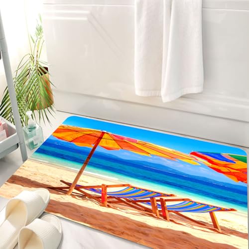 HKPOEQ Badematte Weiche Badteppich rutschfest Badzimmermatte Teppich Badezimmerteppich Duschmatte & Schlafzimmer,Seaside Decor, Liegestühle mit Blick auf das Tropische Meer von Thailand Beac,50x80 cm HKPOEQ Badematte Weiche Badteppich rutschfest Badzimmermatte Teppich Badezimmerteppich Duschmatte & Schlafzimmer,Seaside Decor, Liegestühle mit Blick auf das Tropische Meer von Thailand Beac,50x80 cm von HKPOEQ