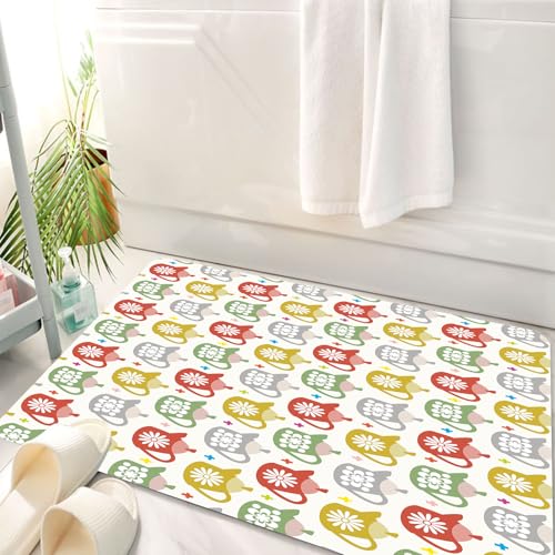 HKPOEQ Badematte Weiche Badteppich rutschfest Badzimmermatte Teppich Badezimmerteppich Duschmatte & Schlafzimmer,Teekuchen, mehrfarbige Teekanne im Cartoon-Stil, Tee, farbige Teekanne, Teemu,50x80 cm von HKPOEQ