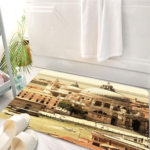 HKPOEQ Badematte Weiche Badteppich rutschfest Badzimmermatte Teppich Badezimmerteppich Duschmatte & Schlafzimmer,Venedig, antike italienische Architektur, Basilika in Venedig, historische eu,50x80 cm von HKPOEQ