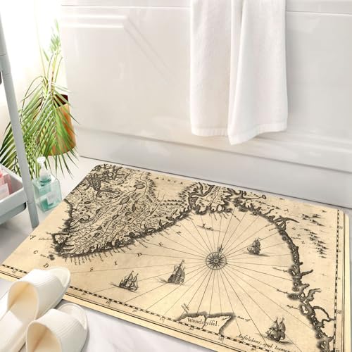 HKPOEQ Badematte Weiche Badteppich rutschfest Badzimmermatte Teppich Badezimmerteppich Duschmatte & Schlafzimmer,Wanderlust-Dekor, alte Karte des südlichen Teils der norwegischen Wikingerwel,50x80 cm HKPOEQ Badematte Weiche Badteppich rutschfest Badzimmermatte Teppich Badezimmerteppich Duschmatte & Schlafzimmer,Wanderlust-Dekor, alte Karte des südlichen Teils der norwegischen Wikingerwel,50x80 cm von HKPOEQ