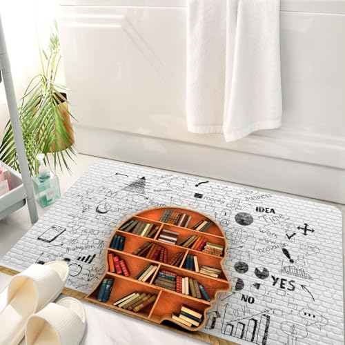 HKPOEQ Badematte Weiche Badteppich rutschfest Badzimmermatte Teppich Badezimmerteppich Duschmatte & Schlafzimmer,Weisheit Holz Bücherregal Form Menschlicher Kopf Bücher Abstrakt Wissen Bildu,50x80 cm HKPOEQ Badematte Weiche Badteppich rutschfest Badzimmermatte Teppich Badezimmerteppich Duschmatte & Schlafzimmer,Weisheit Holz Bücherregal Form Menschlicher Kopf Bücher Abstrakt Wissen Bildu,50x80 cm von HKPOEQ