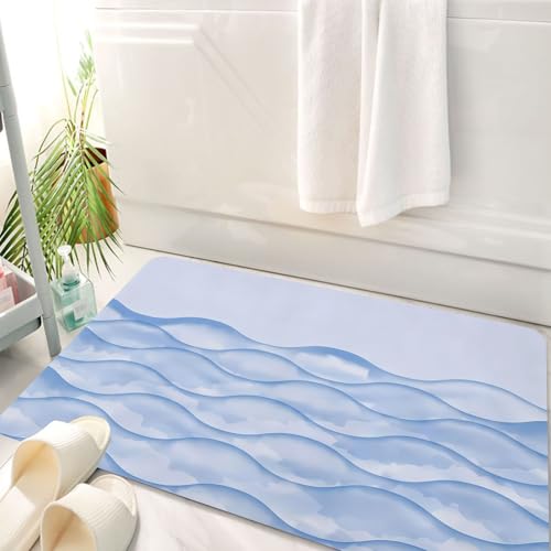 HKPOEQ Badematte Weiche Badteppich rutschfest Badzimmermatte Teppich Badezimmerteppich Duschmatte & Schlafzimmer,Wellendesign, Sich wiederholendes Design Blauer Wellen, fängt den ruhigen Rhy,50x80 cm HKPOEQ Badematte Weiche Badteppich rutschfest Badzimmermatte Teppich Badezimmerteppich Duschmatte & Schlafzimmer,Wellendesign, Sich wiederholendes Design Blauer Wellen, fängt den ruhigen Rhy,50x80 cm von HKPOEQ