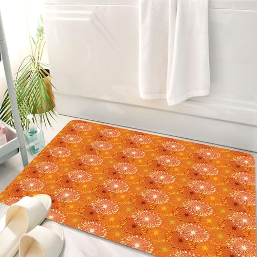 HKPOEQ Badematte Weiche Badteppich rutschfest Badzimmermatte Teppich Badezimmerteppich Duschmatte & Schlafzimmer,Wiederholtes Design Einer Reihe symmetrischer Löwenzahn-Arrangements,50x80 cm von HKPOEQ
