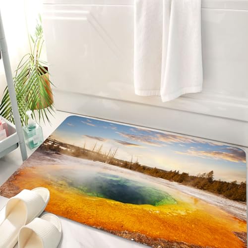 HKPOEQ Badematte Weiche Badteppich rutschfest Badzimmermatte Teppich Badezimmerteppich Duschmatte & Schlafzimmer,Yellowstone, Morning Glory Pool im Yellowstone-Nationalpark WSzene Landm,50x80 cm von HKPOEQ
