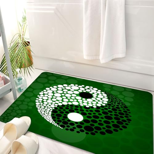 HKPOEQ Badematte Weiche Badteppich rutschfest Badzimmermatte Teppich Badezimmerteppich Duschmatte & Schlafzimmer,Ying Yang, digital gemachte Yin Yang Natur Z-Form,50x80 cm von HKPOEQ