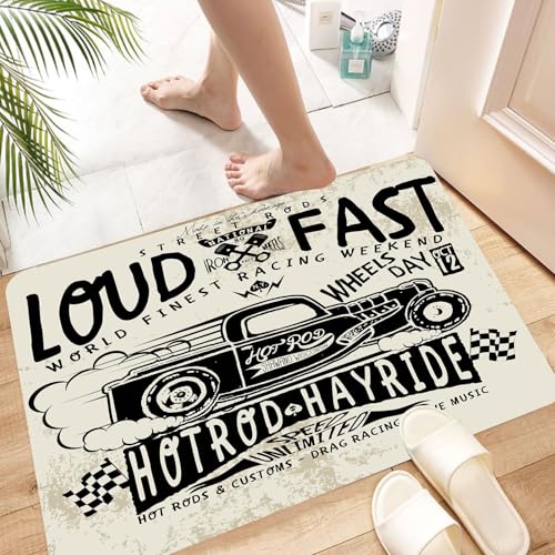 HKPOEQ Super Absorbierende Badezimmerteppich Waschbar Schnelltrocknende Badvorleger Duschvorleger für Badezimmer,Oldtimer-Retro-Auto-Event, Rennen und Musik während der Wheel Day-Feier in W,60x100 cm HKPOEQ Super Absorbierende Badezimmerteppich Waschbar Schnelltrocknende Badvorleger Duschvorleger für Badezimmer,Oldtimer-Retro-Auto-Event, Rennen und Musik während der Wheel Day-Feier in W,60x100 cm von HKPOEQ
