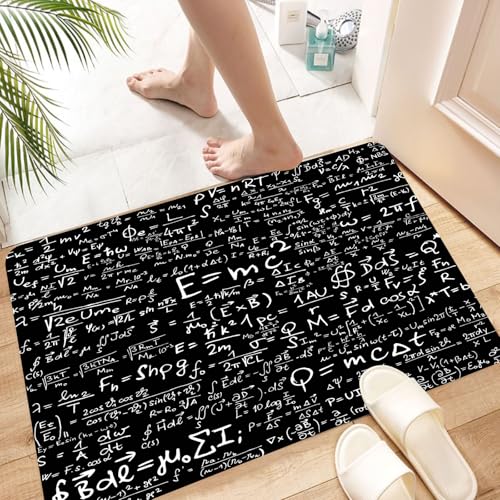HKPOEQ Super Absorbierende Badezimmerteppich Waschbar Schnelltrocknende Badvorleger Duschvorleger für Badezimmer,Reihe intensiver physikalischer und mathematischer Gleichungen an der Tafel,60x100 cm von HKPOEQ