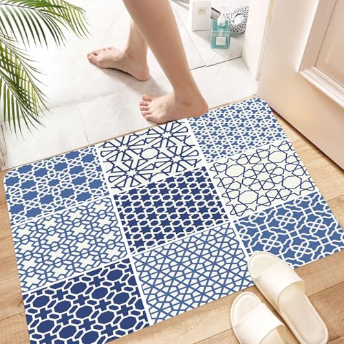 HKPOEQ Super Absorbierende Badezimmerteppich Waschbar Schnelltrocknende Badvorleger Duschvorleger für Badezimmer,Set aus blau-weißen geometrischen islamischen Motiven – eine Sammlung Sich w,60x100 cm HKPOEQ Super Absorbierende Badezimmerteppich Waschbar Schnelltrocknende Badvorleger Duschvorleger für Badezimmer,Set aus blau-weißen geometrischen islamischen Motiven – eine Sammlung Sich w,60x100 cm von HKPOEQ