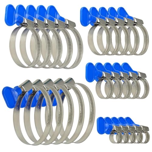 25-teiliges Set Schlauchschellen Pool Edelstahl Sortiment, mit Verstellbarer Flügelmutter, Gelenkbolzenschelle, Schlauchverbinder, Schlauchklemmen Set, Schlauchbinder, Schraubschellen 25-teiliges Set Schlauchschellen Pool Edelstahl Sortiment, mit Verstellbarer Flügelmutter, Gelenkbolzenschelle, Schlauchverbinder, Schlauchklemmen Set, Schlauchbinder, Schraubschellen von HKQBXO
