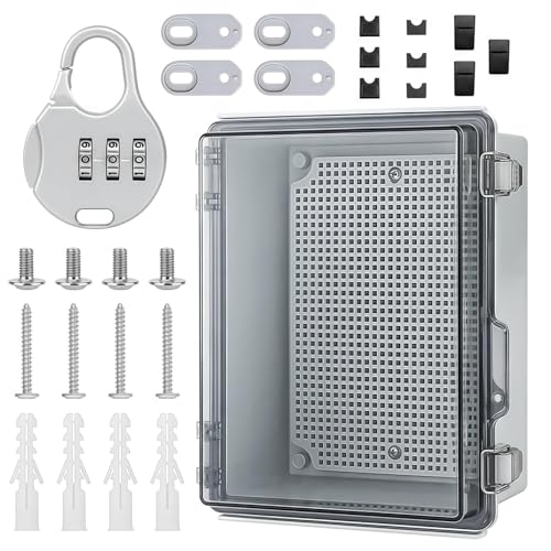 Abzweigdose Wasserdicht Aufputz IP67 mit Schloss, Verteilerdose Außen Wasserdicht, Verteilerkasten, Anschlussdose Wasserdichte Box, Schaltkasten Aussenbereich, Schaltschrank, Klemmkasten von HKQBXO