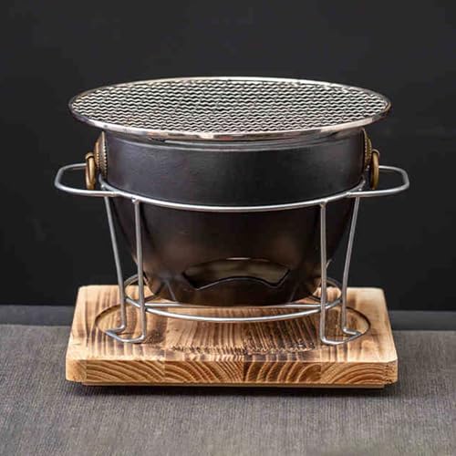 Der Tonkohleherd, Ton Holzkohle Herd Mit Stand Holz Matte Grid Platte for Grill Tee Kochen Multicolor(Black) von HKSDKABOP