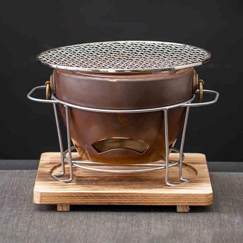 Der Tonkohleherd, Ton Holzkohle Herd Mit Stand Holz Matte Grid Platte for Grill Tee Kochen Multicolor(Brown) von HKSDKABOP