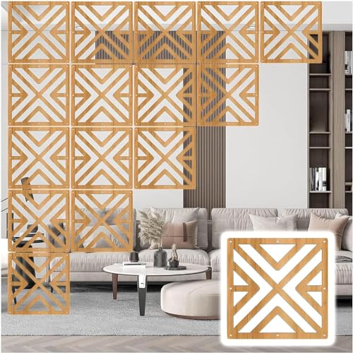 HKSDKABOP Aufhängen der Raumtrennbildschirm, DIY Holz Kunststoff Faltbare Sichtschutz Hängende Bildschirm Trennwand Kit 1-100 Stück Natur(Natural B,15Pcs) von HKSDKABOP