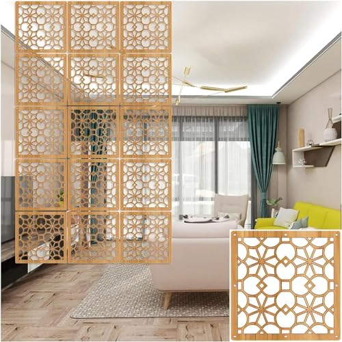 HKSDKABOP Aufhängen der Raumtrennbildschirm, Faltbare Sichtschutzpaneele aus Holz-Kunststoff for Aufhängen, Raumteiler, Natur, 1–100 Stück(Natural B,4Pcs) von HKSDKABOP