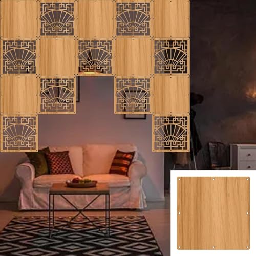 HKSDKABOP Aufhängen der Raumtrennbildschirm, Faltbarer Sichtschutz, Raumteiler, Holz/Kunststoff, Natur, mehrere Größen, 29 x 29 cm(Natural B,3Pcs) von HKSDKABOP
