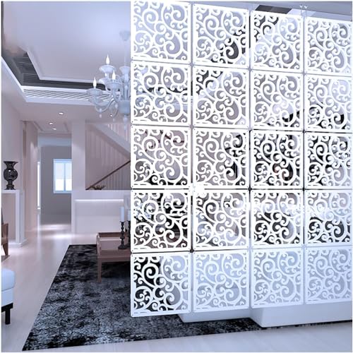 HKSDKABOP Aufhängen der Raumtrennbildschirm, Faltbarer Sichtschutz aus PVC, for Aufhängen, Raumteiler, Wandtrennwand, DIY-Heimdekor, Weiß, 29 x 29 cm, Packung mit 1–100 Stück(4Pcs) von HKSDKABOP