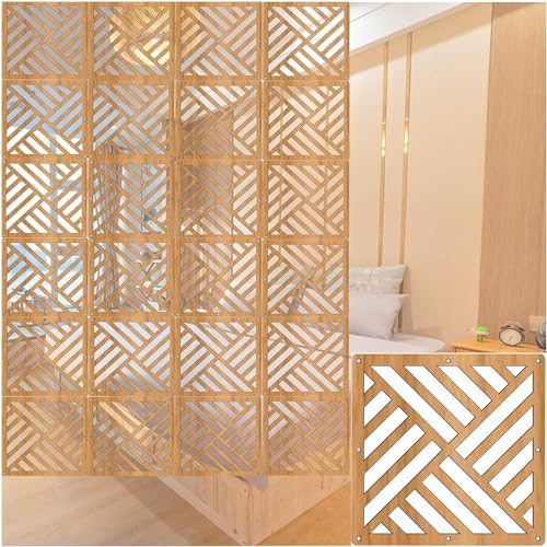 HKSDKABOP Aufhängen der Raumtrennbildschirm, Faltbares Sichtschutzpaneel aus Holz-Kunststoff, for Aufhängen, Raumteiler, Trennwand, Natur, 29 x 29 cm, mehrere Mengen(Natural B,23Pcs) von HKSDKABOP
