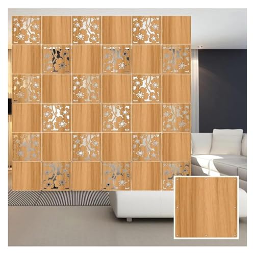 HKSDKABOP Aufhängen der Raumtrennbildschirm, Hängende Raumteiler Deko Panel Holz Kunststoff Natur 29x29 cm VE=12-100 Stück(A,17Pcs) von HKSDKABOP