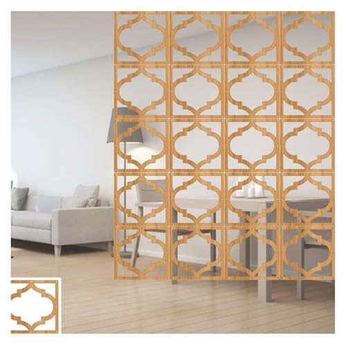 HKSDKABOP Aufhängen der Raumtrennbildschirm, Hängende Raumteilerpaneele aus Holz und Kunststoff, naturfarben, Packung mit Mehreren Größen(14Pcs) von HKSDKABOP