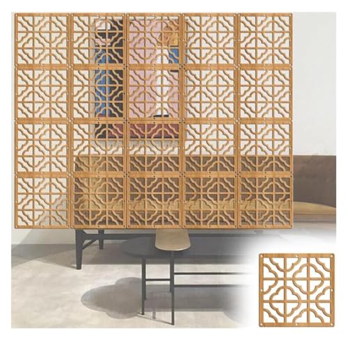 HKSDKABOP Aufhängen der Raumtrennbildschirm, Hängende Raumteilerplatten Natur 29x29cm 39x39cm Mehrere Mengen Holz Kunststoff(29x29cm,19Pcs) von HKSDKABOP