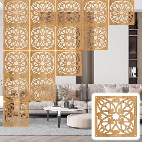 HKSDKABOP Aufhängen der Raumtrennbildschirm, Hölzerner hängender Raumteiler-Plastikplatten-Mehrfarbenmehrfachgrößen(Natural,26Pcs) von HKSDKABOP