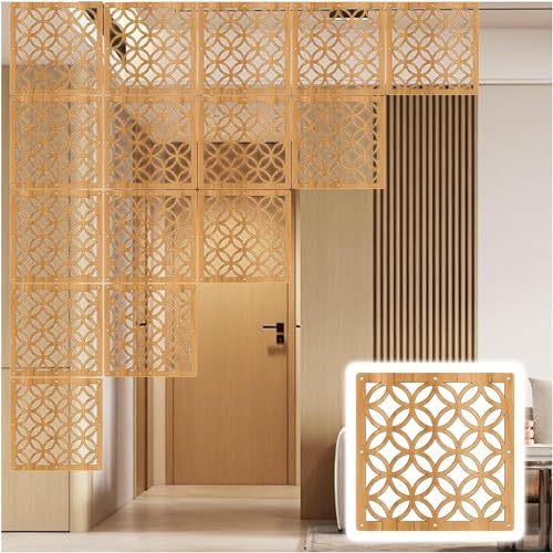 HKSDKABOP Aufhängen der Raumtrennbildschirm, Hohle faltende hängende Sichtschutz-Trennwand-Platten 29x29cm natürliche mehrfache Größen(Natural B,15Pcs) von HKSDKABOP