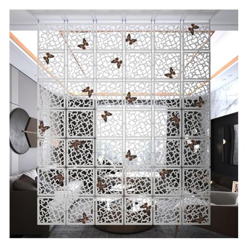 HKSDKABOP Aufhängen der Raumtrennbildschirm, Holz-Kunststoff Hängende Raumteiler DIY Panel Bildschirme Partition Mit Zubehör Weiß Mehrere Größen(70.8x70.8in) von HKSDKABOP