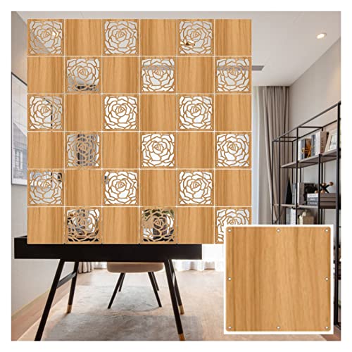 HKSDKABOP Aufhängen der Raumtrennbildschirm, Raumteiler for Aufhängen aus Holz und Kunststoff, hohles Blumenmuster, Natur, 29 x 29 cm, Packung mit Mehreren Größen(Natural-b,20pcs) von HKSDKABOP