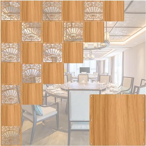 HKSDKABOP Aufhängen der Raumtrennbildschirm, Restaurant-faltende hängende Sichtschutz-Teilerplatten höhlen heraus natürliche mehrfache Größen aus(Natural B,14Pcs) von HKSDKABOP