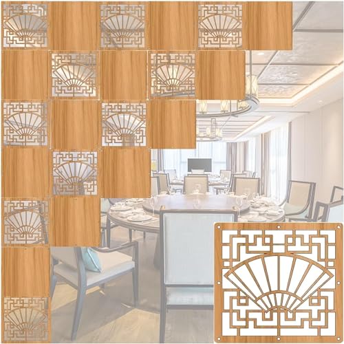 HKSDKABOP Aufhängen der Raumtrennbildschirm, Restaurant-faltende hängende Sichtschutz-Teilerplatten höhlen heraus natürliche mehrfache Größen aus(Natural a,21Pcs) von HKSDKABOP