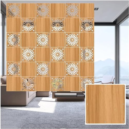 HKSDKABOP Aufhängen der Raumtrennbildschirm, Sichtschutzpaneel for Aufhängen, Raumteiler, Holz/Kunststoff, 29 x 29 cm, Natur, mehrere Packungsgrößen(Natural B,7Pcs) von HKSDKABOP