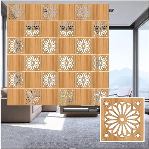 HKSDKABOP Aufhängen der Raumtrennbildschirm, Sichtschutzpaneel for Aufhängen, Raumteiler, Holz/Kunststoff, 29 x 29 cm, Natur, mehrere Packungsgrößen(Natural a,3Pcs) von HKSDKABOP