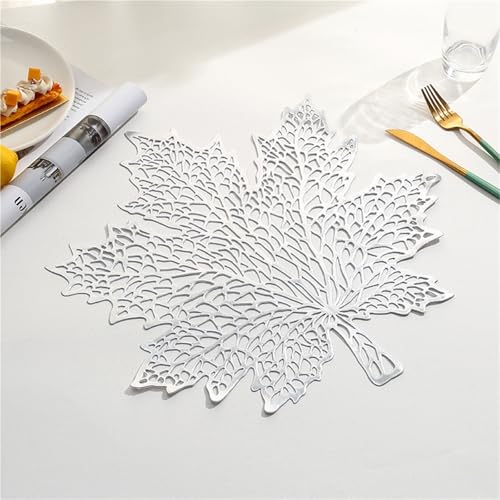 HKSDKABOP PVC runde, Hohle Tischkissen, 6 Stück PVC Hohl Tischsets for Esstisch Mehrfarbig 38x38 cm(Silver) von HKSDKABOP