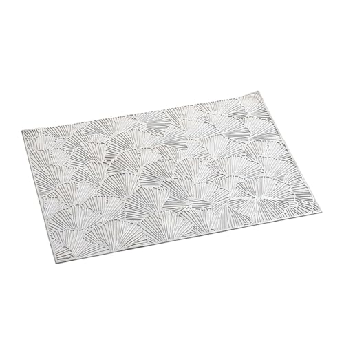 HKSDKABOP PVC runde, Hohle Tischkissen, Set mit 6 rechteckigen Tischsets aus PVC, 30 x 45 cm, Ginkgoblatt, Mehrfarbig(Silver) von HKSDKABOP