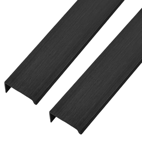 HKSDKABOP Ziehen Sie den versteckten Griff an der Fingerkant Aluminiumlegierung Verdeckter Möbelgriff 2er-Pack Mehrfarbig 80-1200mm(Brushed Black,Length 80mm) von HKSDKABOP