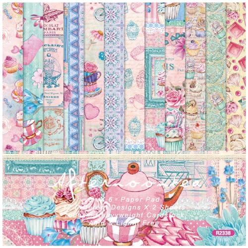 HKSDKABOP Zwischenablage Papierpackung, 15,2 x 15,2 cm, 160 g/m², säurefrei, Mehrfarbig, Scrapbook-Papier, Packung mit 24 Blättern, 12 Designs, Thema „Nachmittagstee“ HKSDKABOP Zwischenablage Papierpackung, 15,2 x 15,2 cm, 160 g/m², säurefrei, Mehrfarbig, Scrapbook-Papier, Packung mit 24 Blättern, 12 Designs, Thema „Nachmittagstee“ von HKSDKABOP