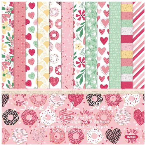 HKSDKABOP Zwischenablage Papierpackung, Papierblock mit Muster for Valentinstag, 24 Blatt, 15,2 x 15,2 cm, Mehrfarbig, einseitig HKSDKABOP Zwischenablage Papierpackung, Papierblock mit Muster for Valentinstag, 24 Blatt, 15,2 x 15,2 cm, Mehrfarbig, einseitig von HKSDKABOP