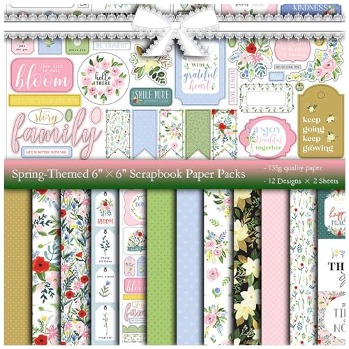 HKSDKABOP Zwischenablage Papierpackung, Scrapbook-Papier, 6 x 6 Zoll, Packung mit 24 Blättern, einseitig, 12 Designs, 135 g/m², Mehrfarbig HKSDKABOP Zwischenablage Papierpackung, Scrapbook-Papier, 6 x 6 Zoll, Packung mit 24 Blättern, einseitig, 12 Designs, 135 g/m², Mehrfarbig von HKSDKABOP