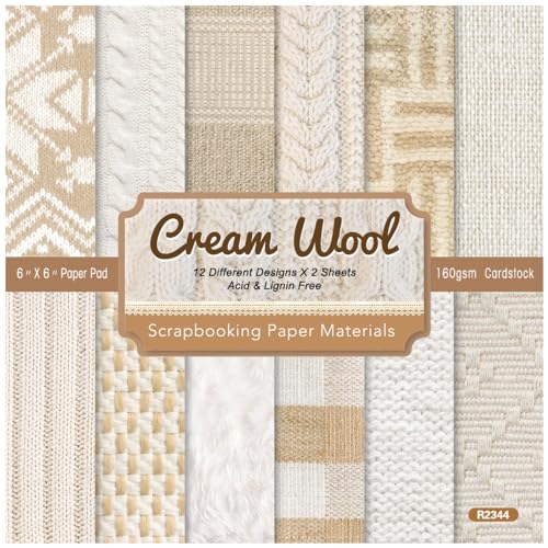 HKSDKABOP Zwischenablage Papierpackung, Scrapbook-Papier aus Wollstrick, 15,2 x 15,2 cm, Packung mit 24 Blättern, 12 Designs, 160 g/m², Mehrfarbig HKSDKABOP Zwischenablage Papierpackung, Scrapbook-Papier aus Wollstrick, 15,2 x 15,2 cm, Packung mit 24 Blättern, 12 Designs, 160 g/m², Mehrfarbig von HKSDKABOP