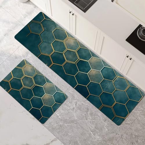Teppich Küche, Küchenteppich-Set, 2er-Pack, Mehrfarbig, mehrere Größen(90x140cm+90x270cm(35.13x55.12in+35.13x106.30in)) von HKSDKABOP